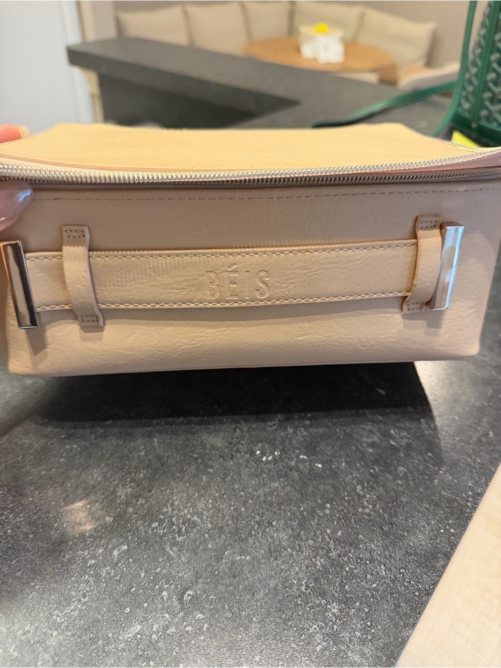 Beige Leather Cosmetic Case